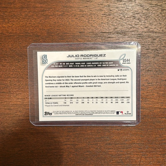 Julio Rodriguez Topps Updated Rookie Card #US44 - Picture 2 of 2